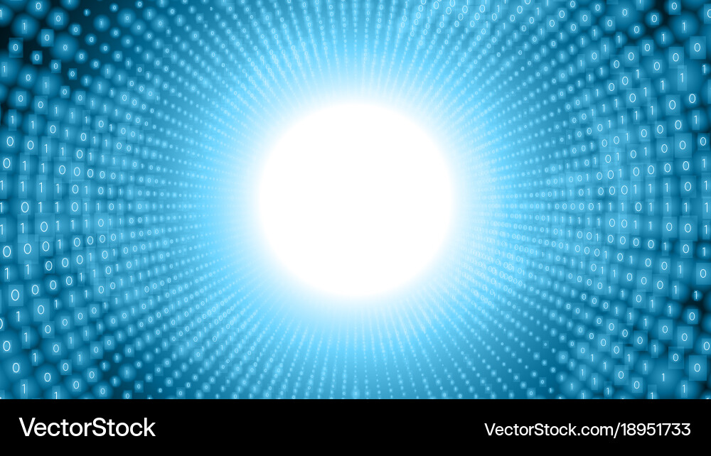 Binary big data stream visualization blue tunnel vector image