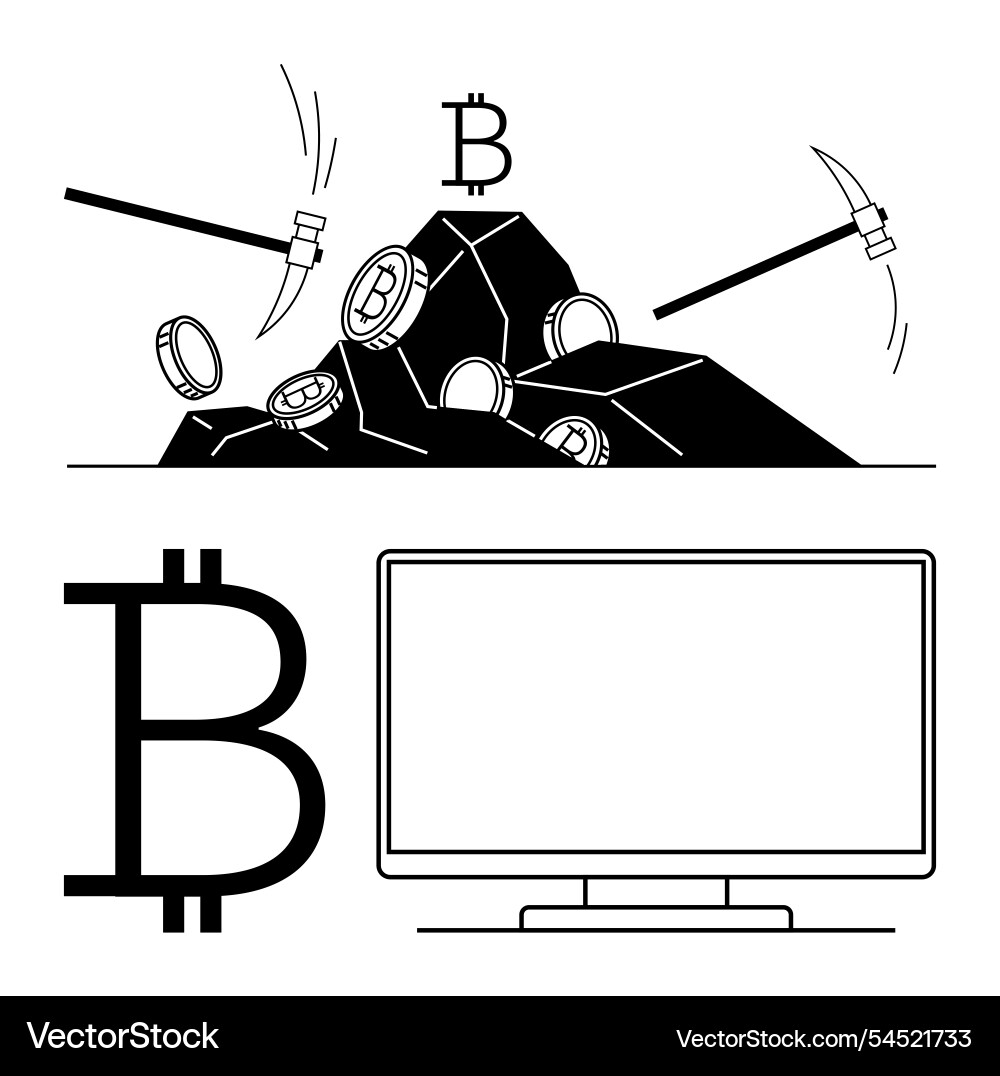Bitcoin mining with tools Bitcoin mining with tools vector image
