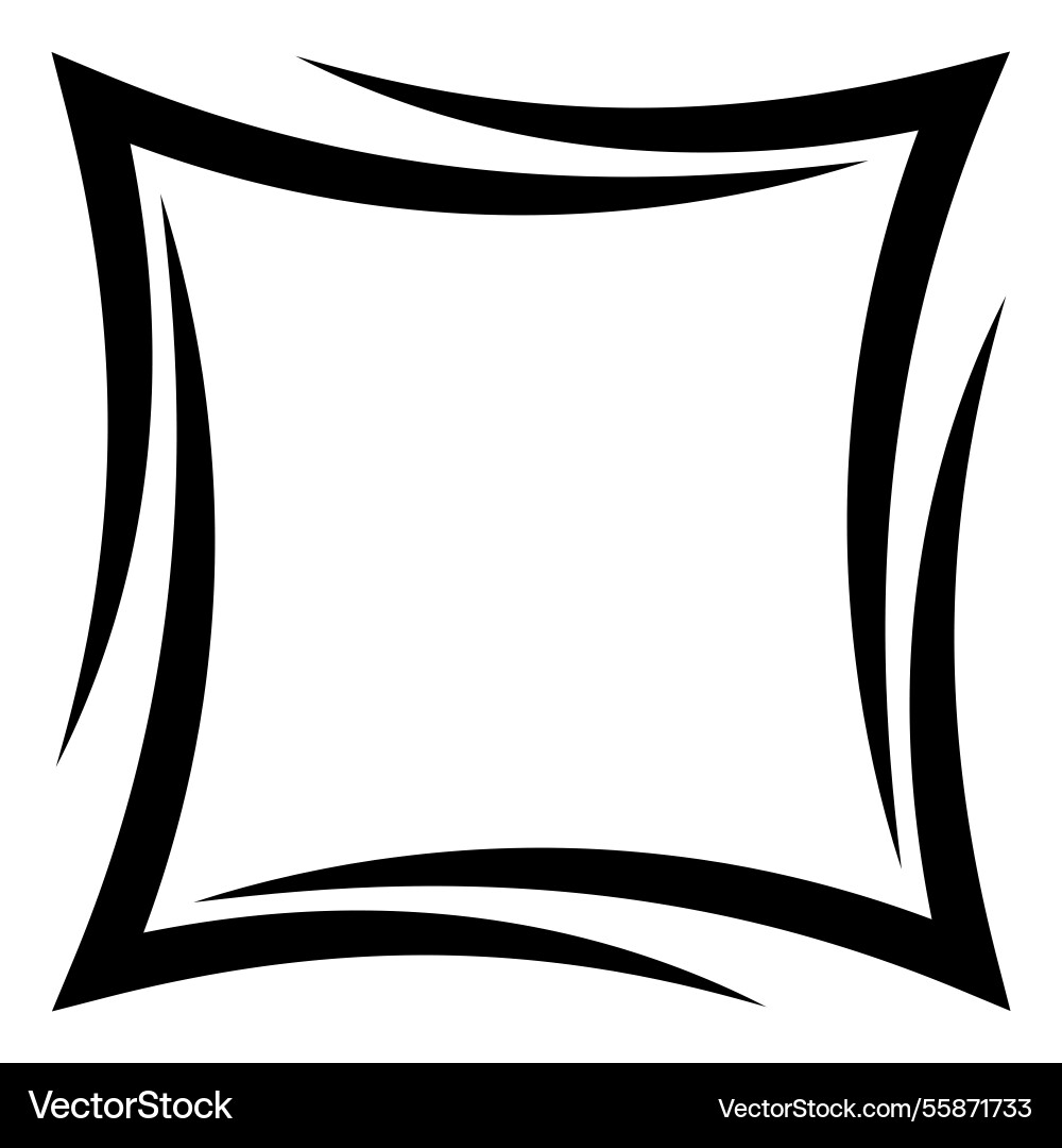 Black distorted square frame shape contour vector image