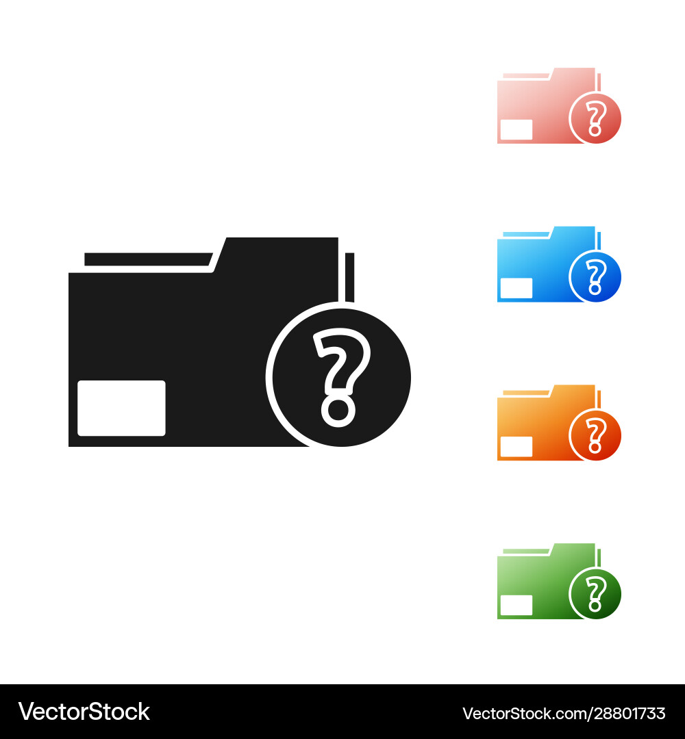 Black unknown document folder icon isolated Black unknown document folder icon isolated vector image
