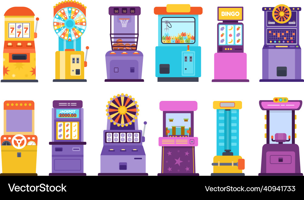 Cartoon casino gambling slot machines and fortune Cartoon casino gambling slot machines and fortune vector image