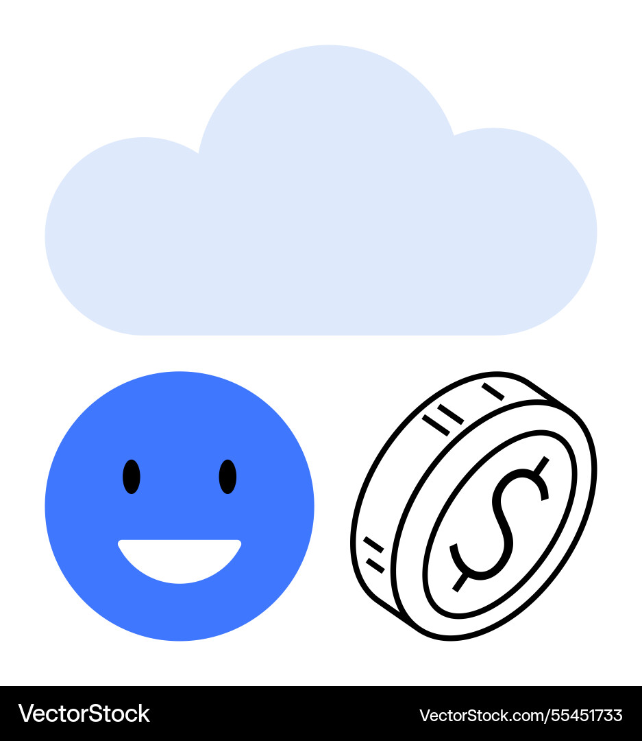 Cloud computing concept showing happy face Cloud computing concept showing happy face vector image