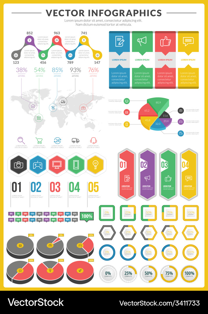 Data Visualization Icons & Charts vector image