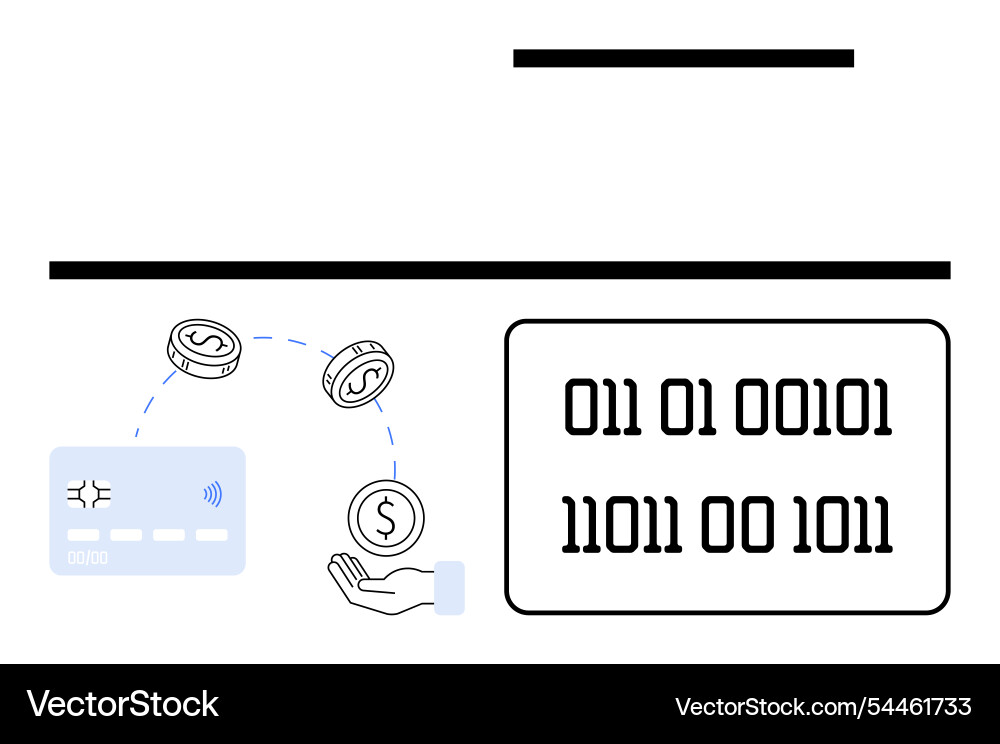 Digital mobile payment with credit card and binary Digital mobile payment with credit card and binary vector image