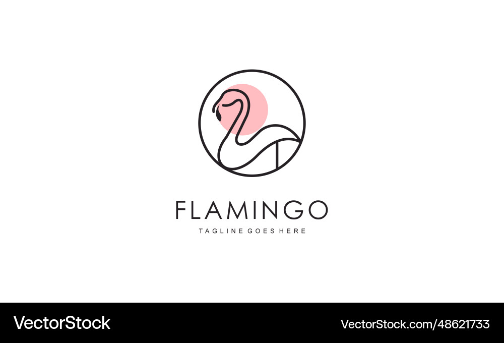 Flamingo Logo Konzept Design Linie Kunst Flamingo Logo Konzept Design Linie Kunst vektorbild
