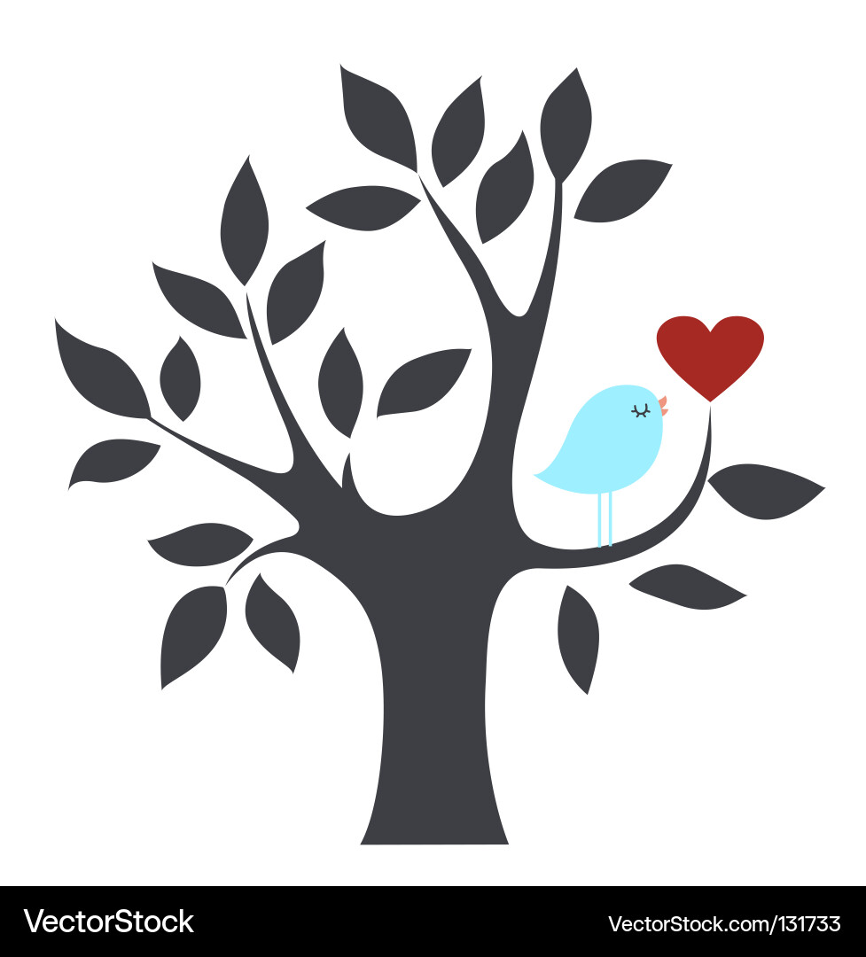 Heart Tree with Bird vector image