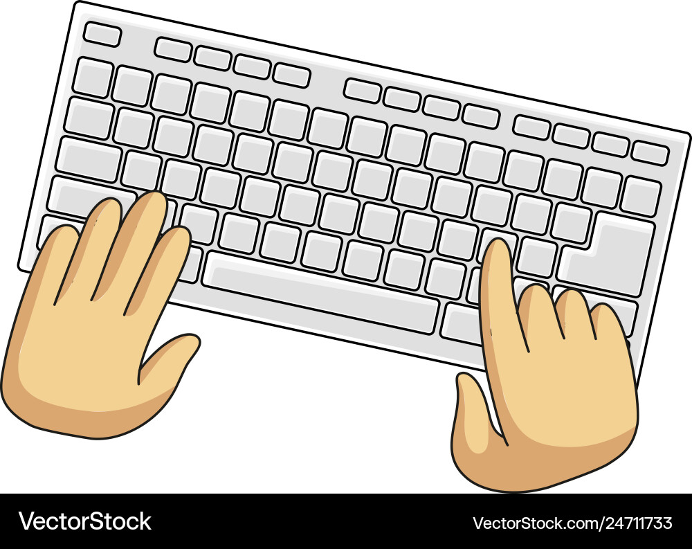 Light classical keyboard and user hands isolated Light classical keyboard and user hands isolated vector image