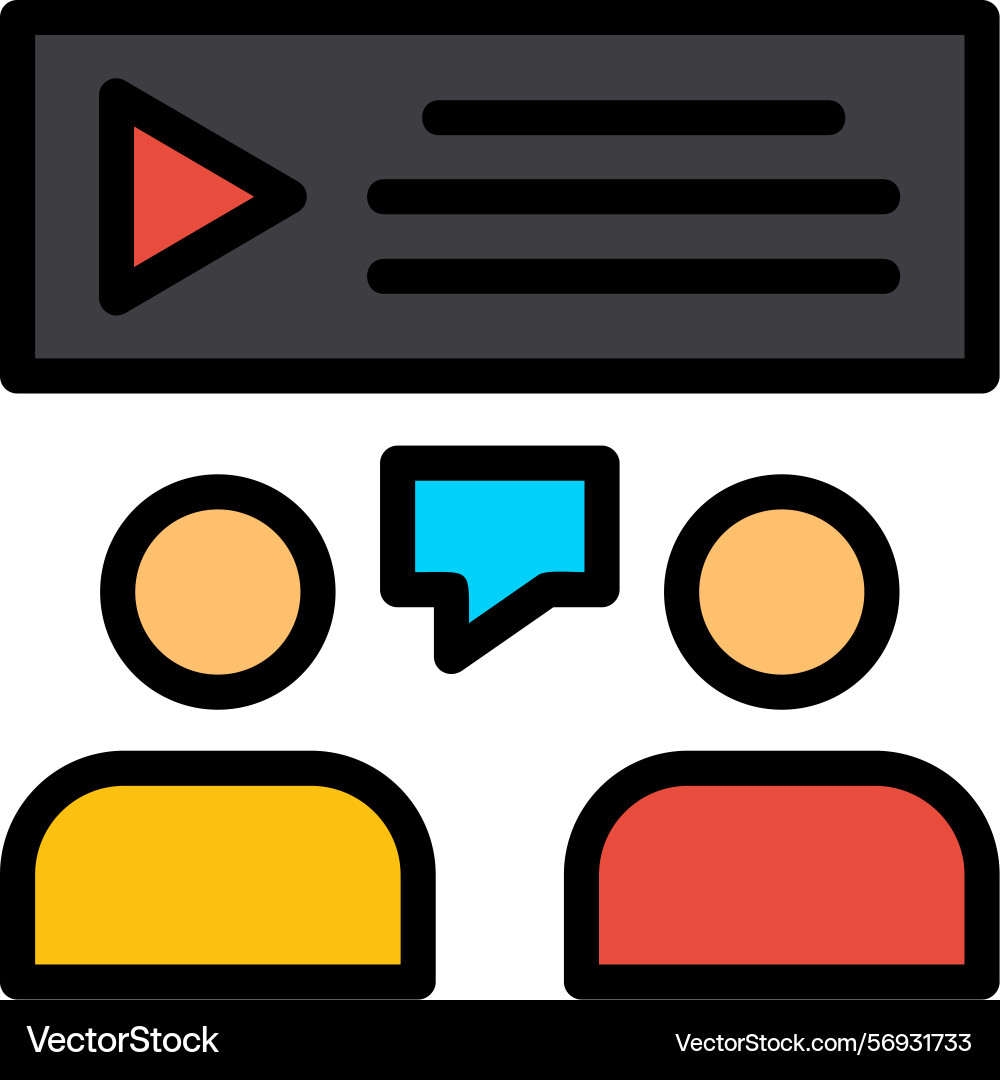 Live interview line filled style icon design vector image