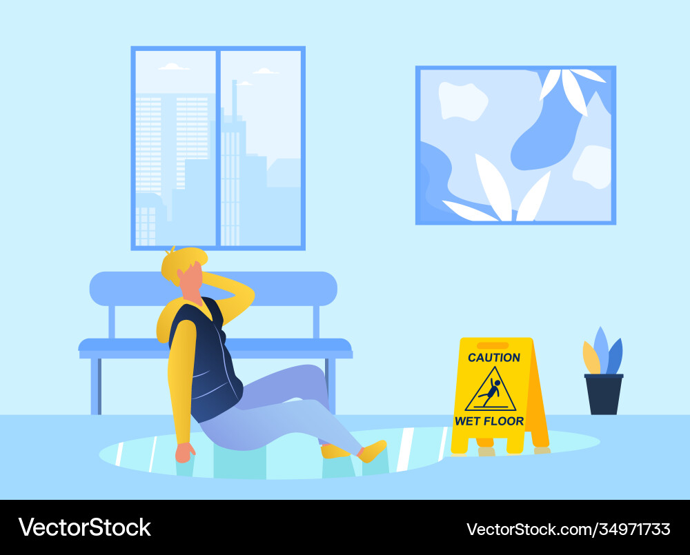 Man falling on wet floor Man falling on wet floor vector image