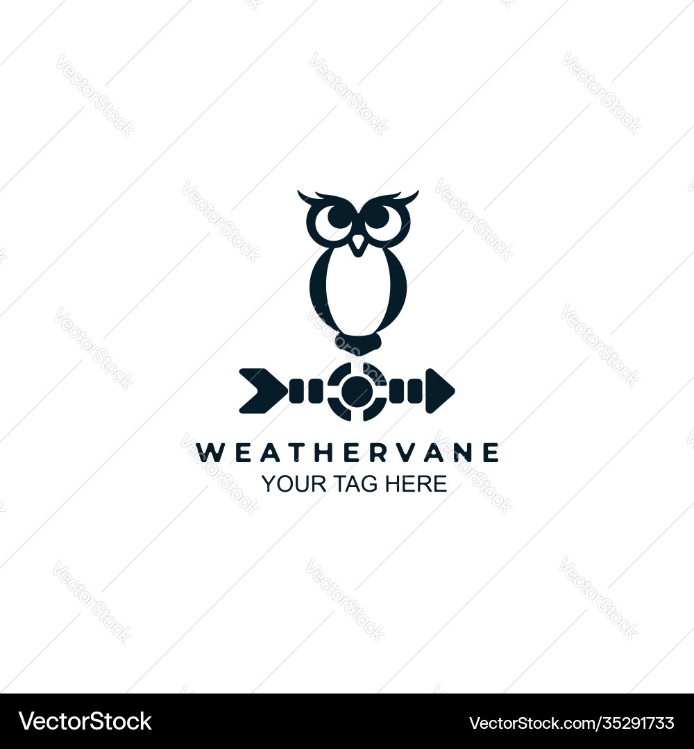 Owl Wetter vane Logo Linie Kunst Farbe Emblem Owl Wetter vane Logo Linie Kunst Farbe Emblem vektorbild