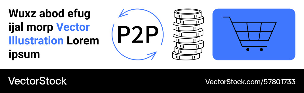 Peer-to-peer payment concept with coin stack Vector Image