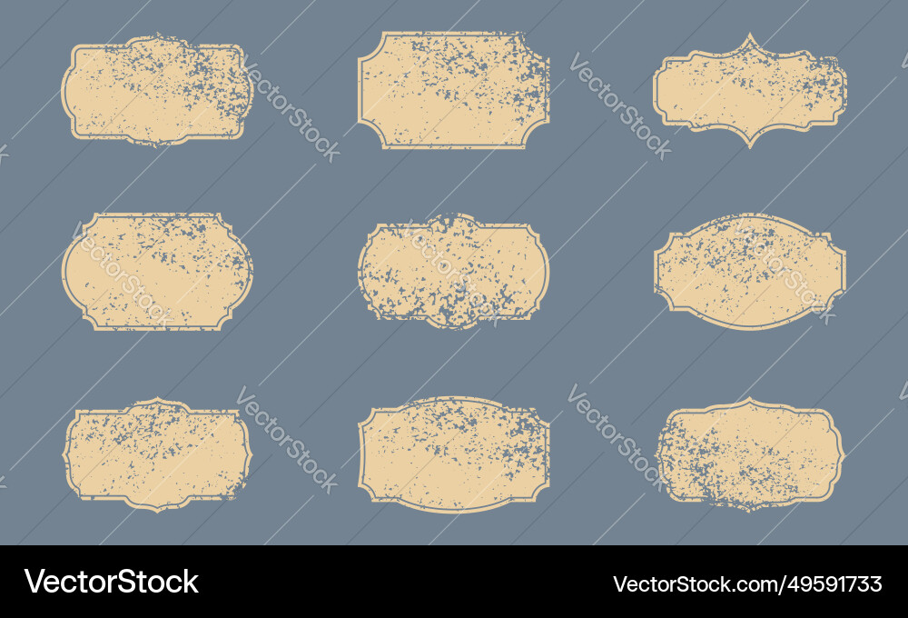 Retro frame set grunge vintage border rough Vector Image