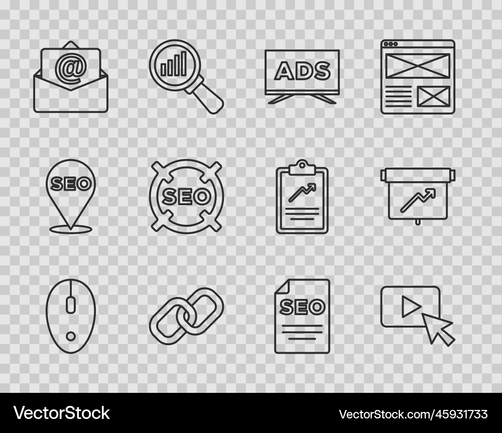 Set line computer mouse advertising chain link Vector Image