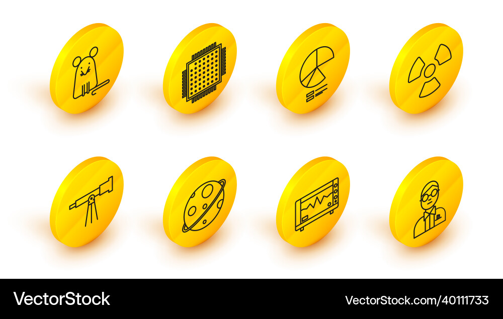 Set line scientist computer monitor Set line scientist computer monitor vector image