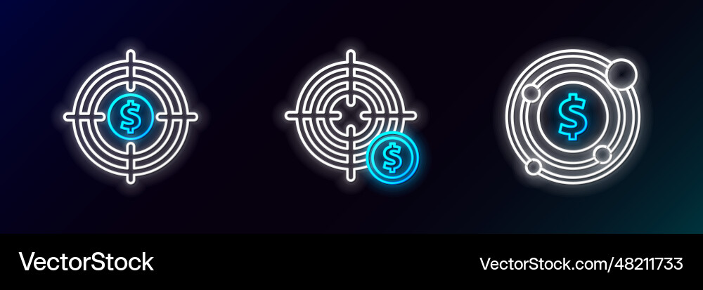 Set line target with dollar symbol and icon Set line target with dollar symbol and icon vector image