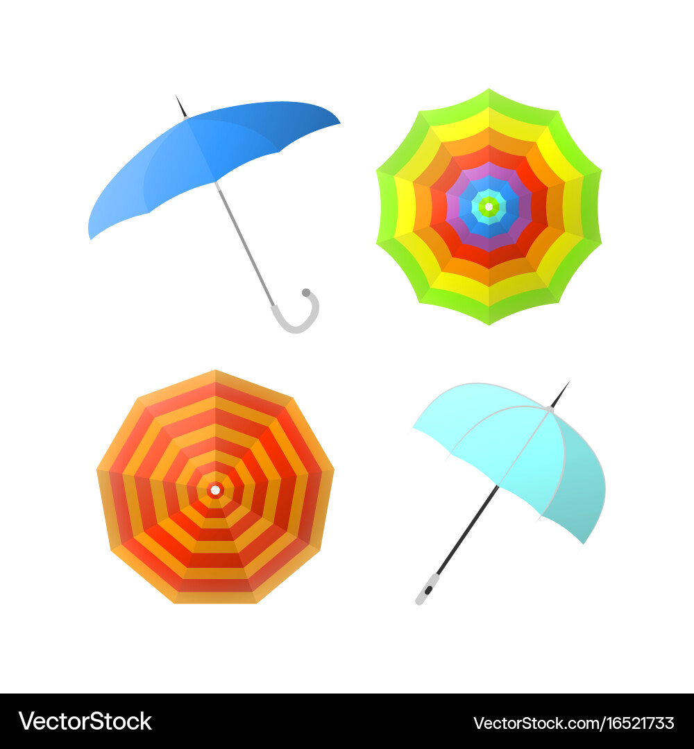 Set of colorful umbrellas from different angles vector image