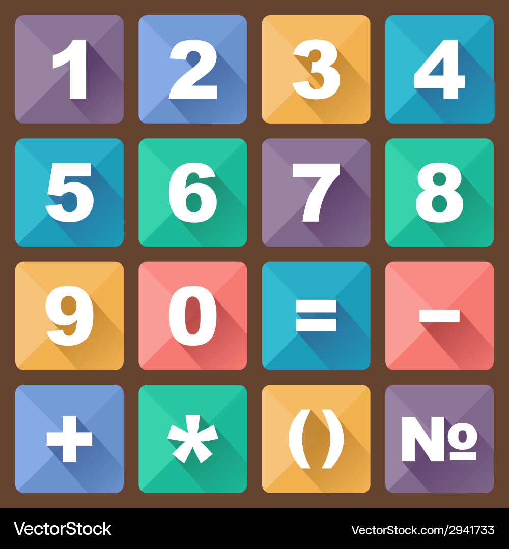 Set of flat icons for mobile app and web with long vector image