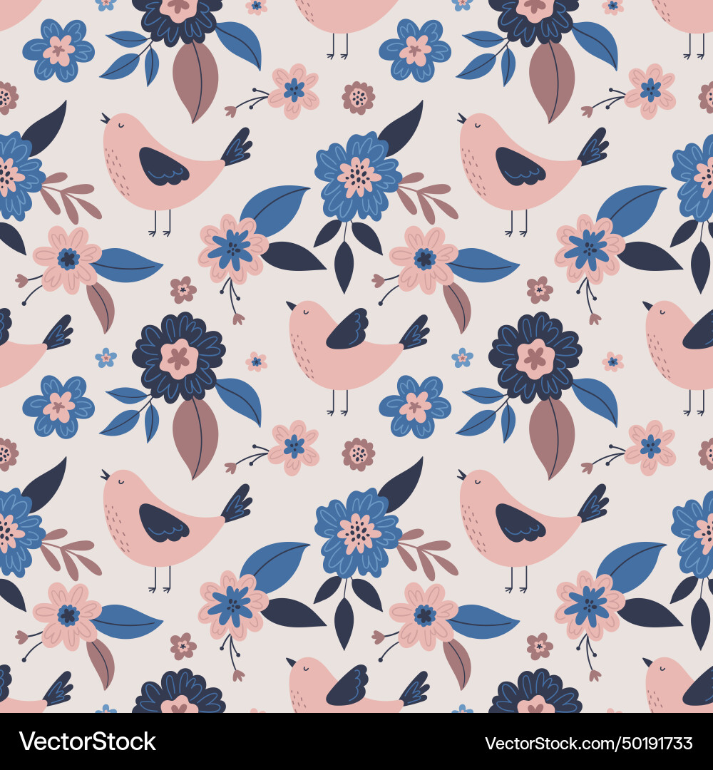 Set of spring seamless patterns with birds Vector Image