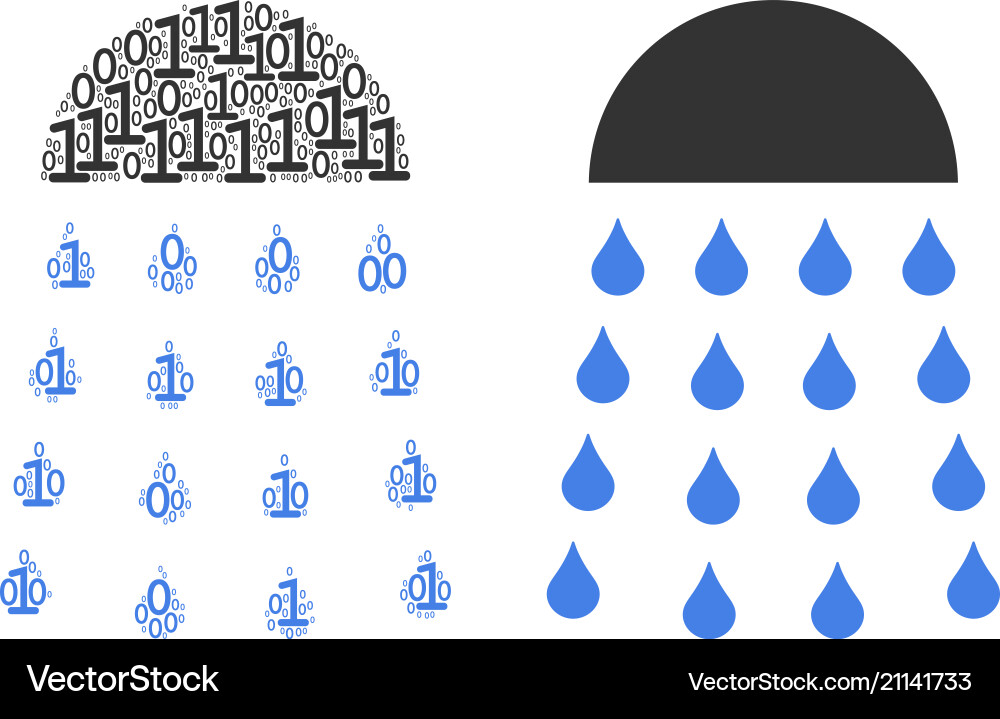 Spray stream composition of binary digits Spray stream composition of binary digits vector image