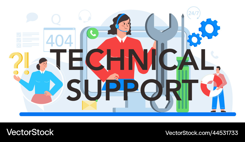 Technical support typographic header idea Technical support typographic header idea vector image
