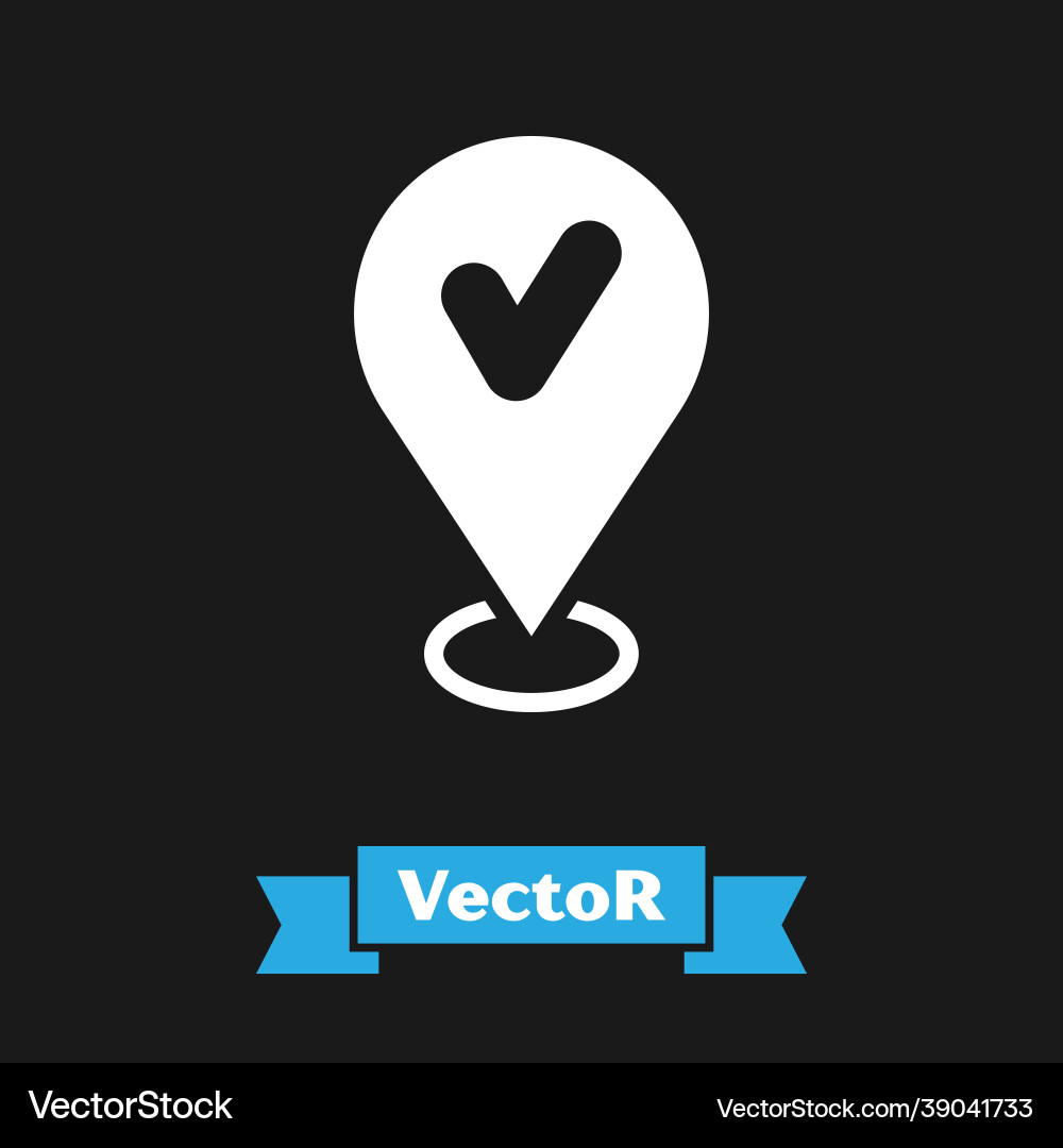 White map pin with check mark icon isolated Vector Image