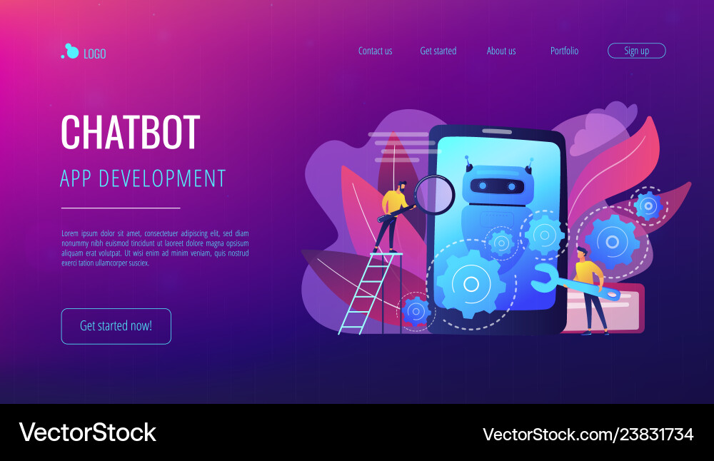 AI Chatbot App Development Landing Page vector image