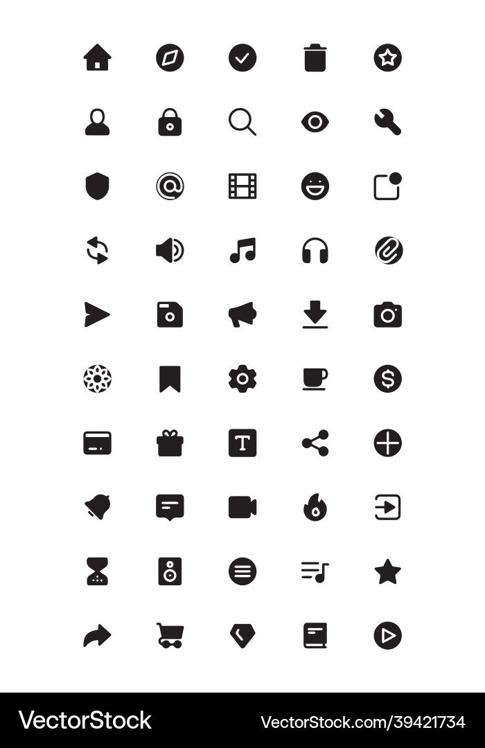 Baseline icon set for web and mobile ui vector image
