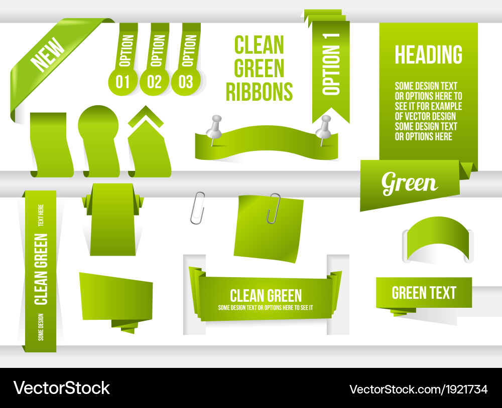Bundle of green web elements Vector Image