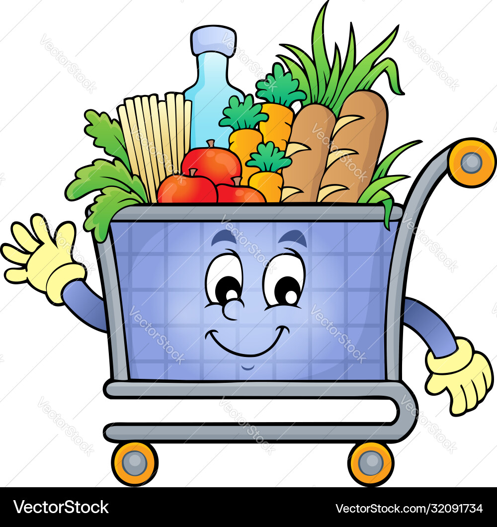 Cheerful Shopping Cart Vector Image