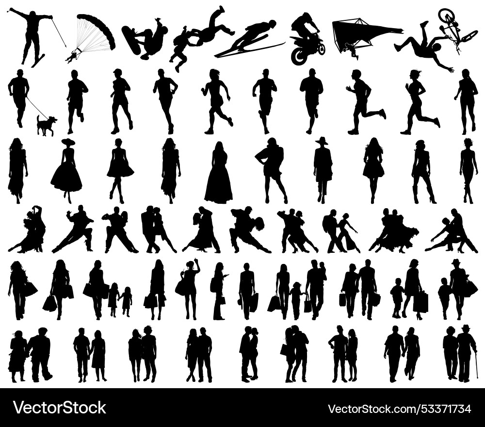 Diverse People Silhouettes Vector Image