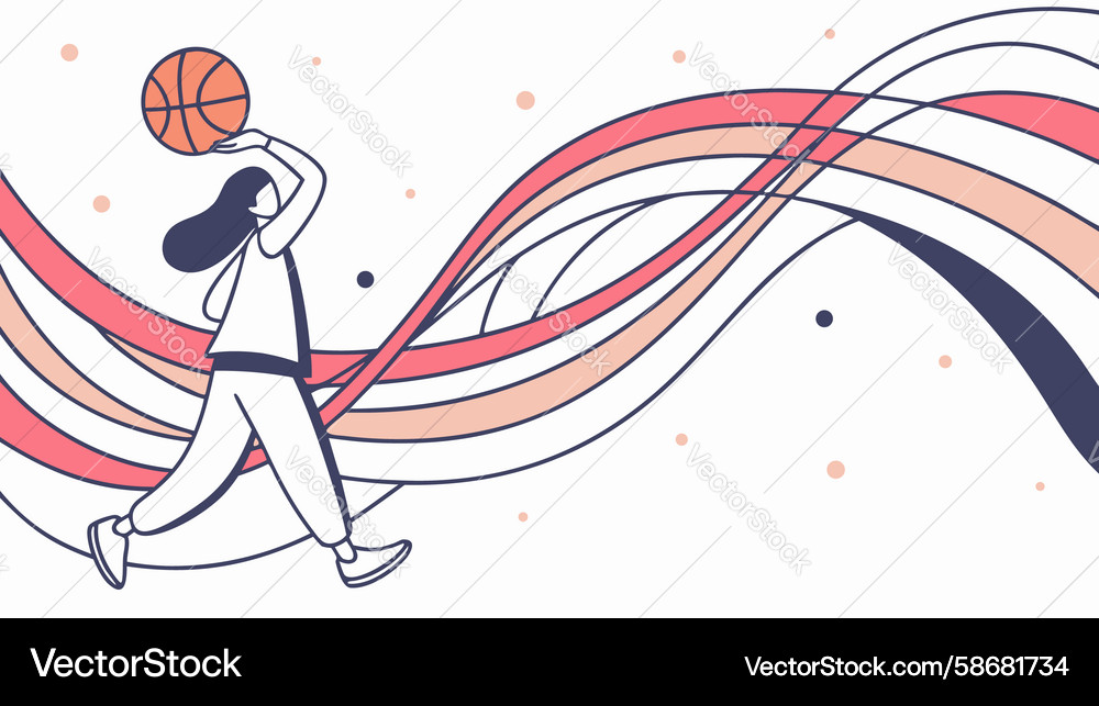 Dynamic basketball player with abstract lines Vector Image