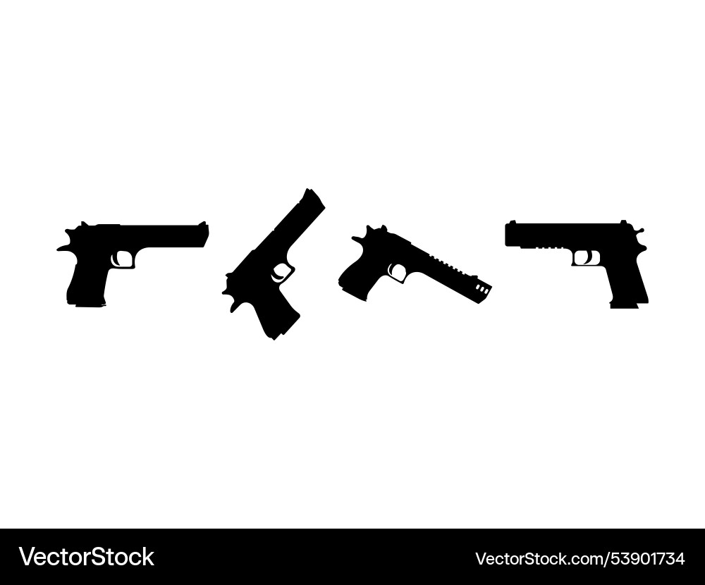 Group of desert eagle gun silhouette design Group of desert eagle gun silhouette design vector image
