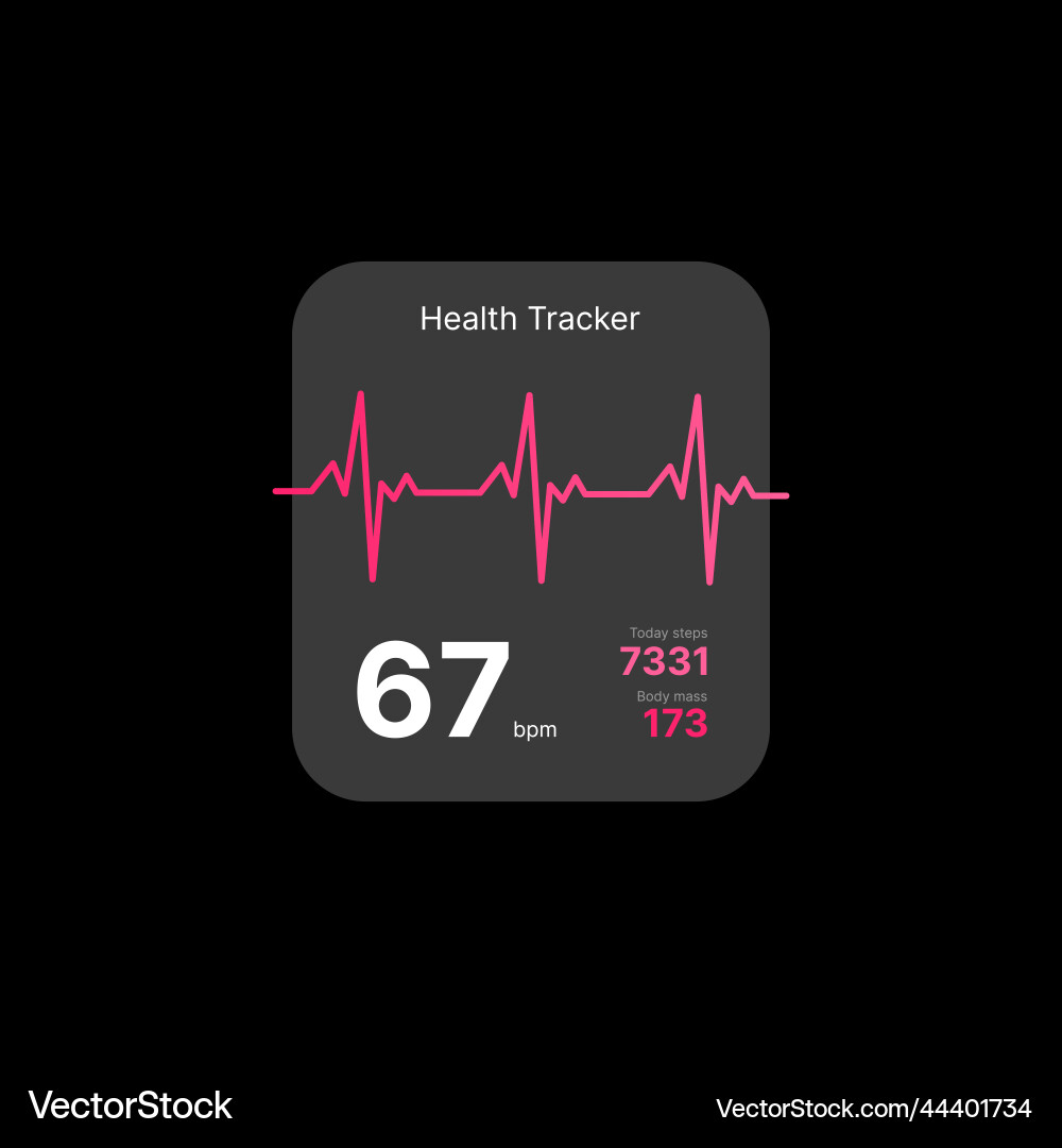Health tracker widget ui concept on black Health tracker widget ui concept on black vector image