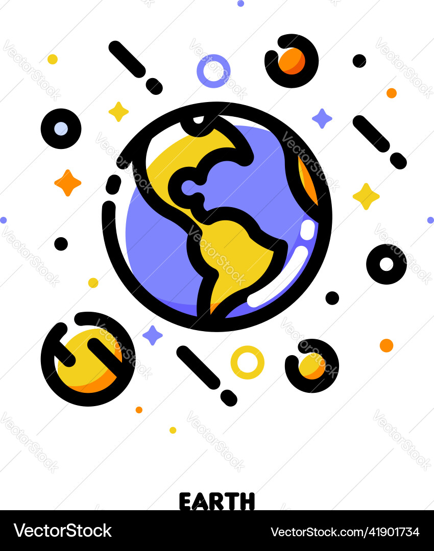 Icon of earth planet for outer space or cosmos Vector Image
