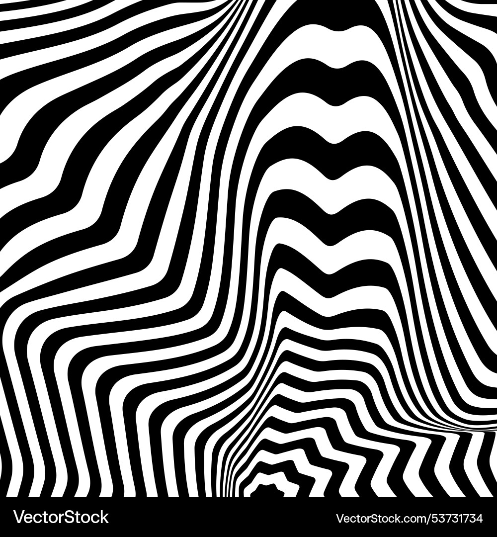 Psychedelic pattern with distorted black and white Psychedelic pattern with distorted black and white vector image