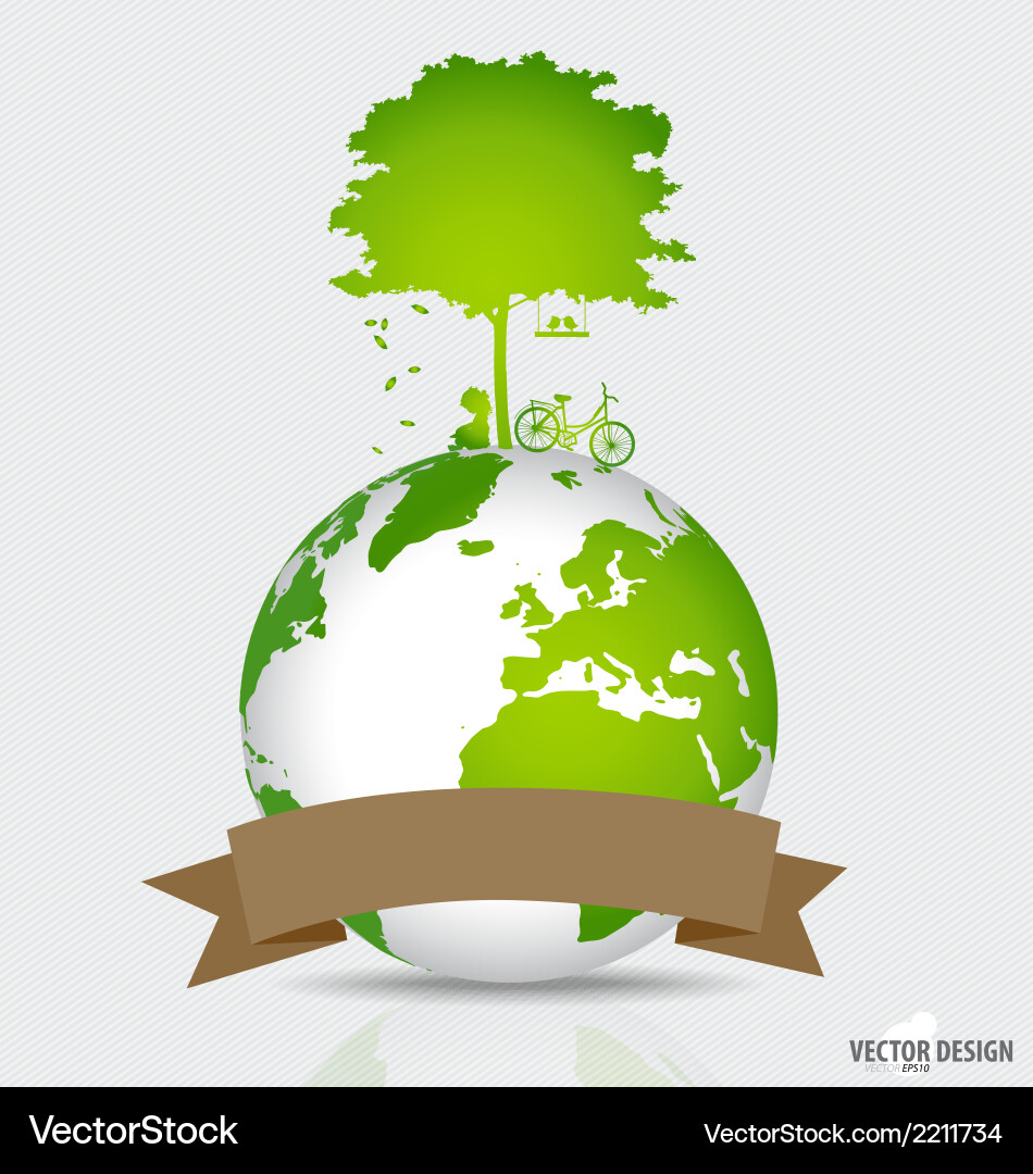 Save the world tree shaped map on a globe vector image