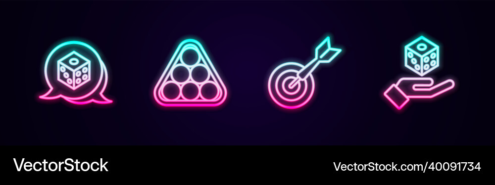 Set line game dice billiard balls in triangle vector image