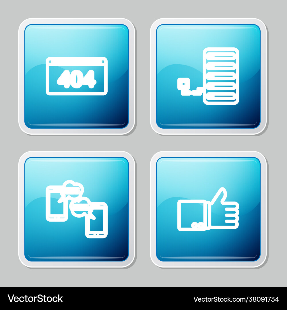 Set line page with a 404 error server chat vector image