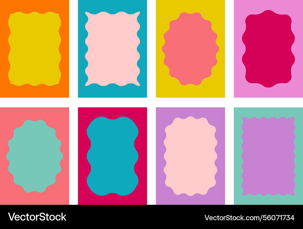 Wavy scalloped rectangular and oval frames Wavy scalloped rectangular and oval frames vector image