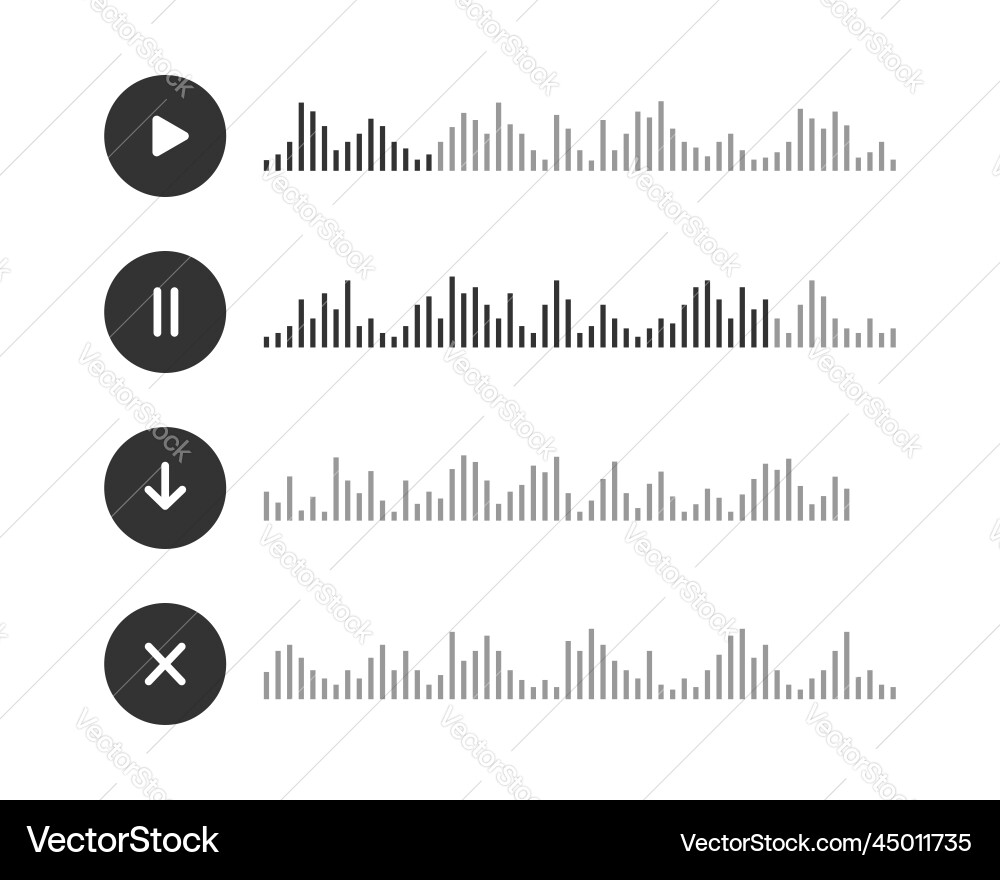 Audio message icons voice chat elements with play Audio message icons voice chat elements with play Vector Image