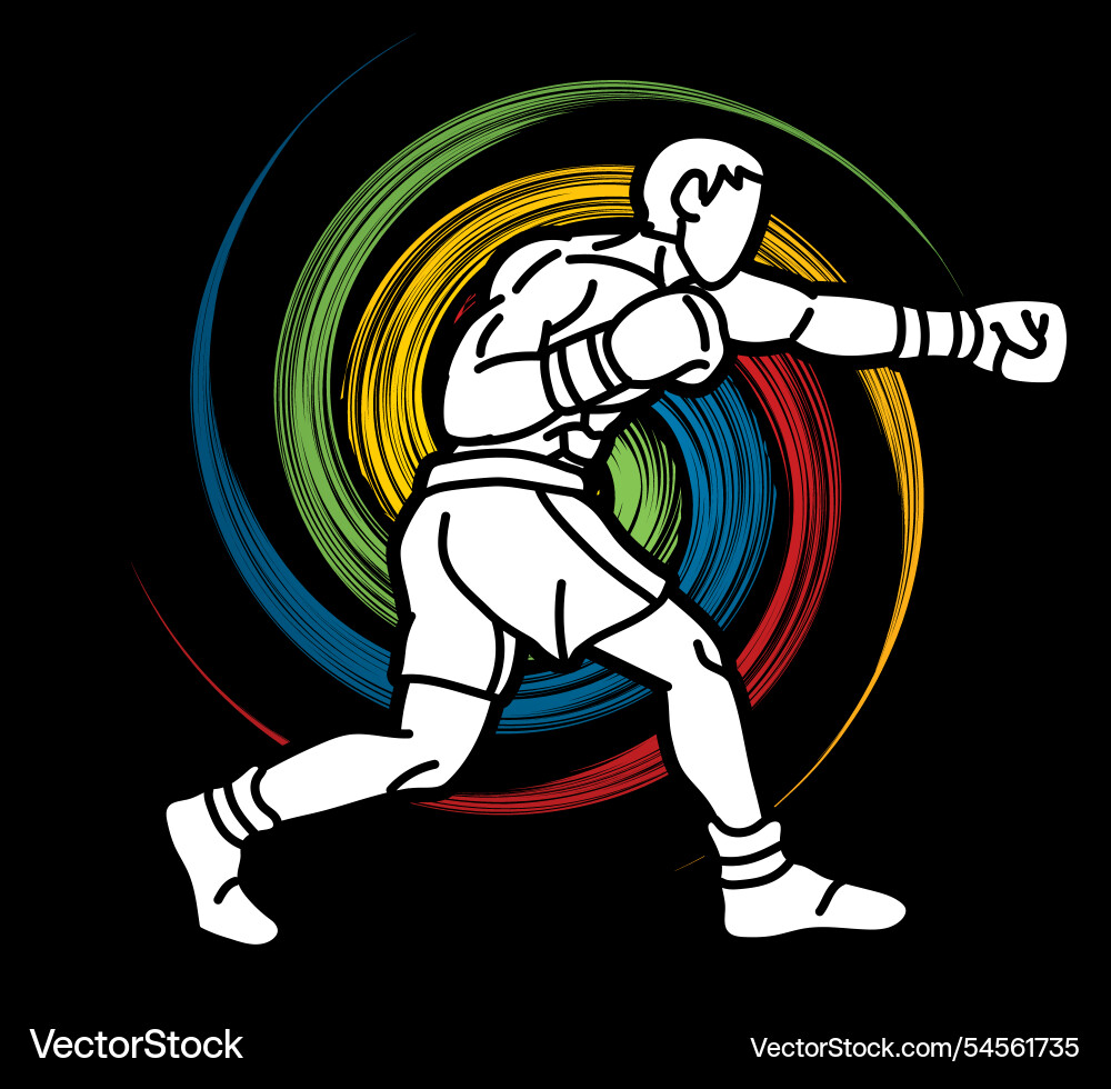 Boxing sport boxer fighting action fighter cartoon Boxing sport boxer fighting action fighter cartoon vector image