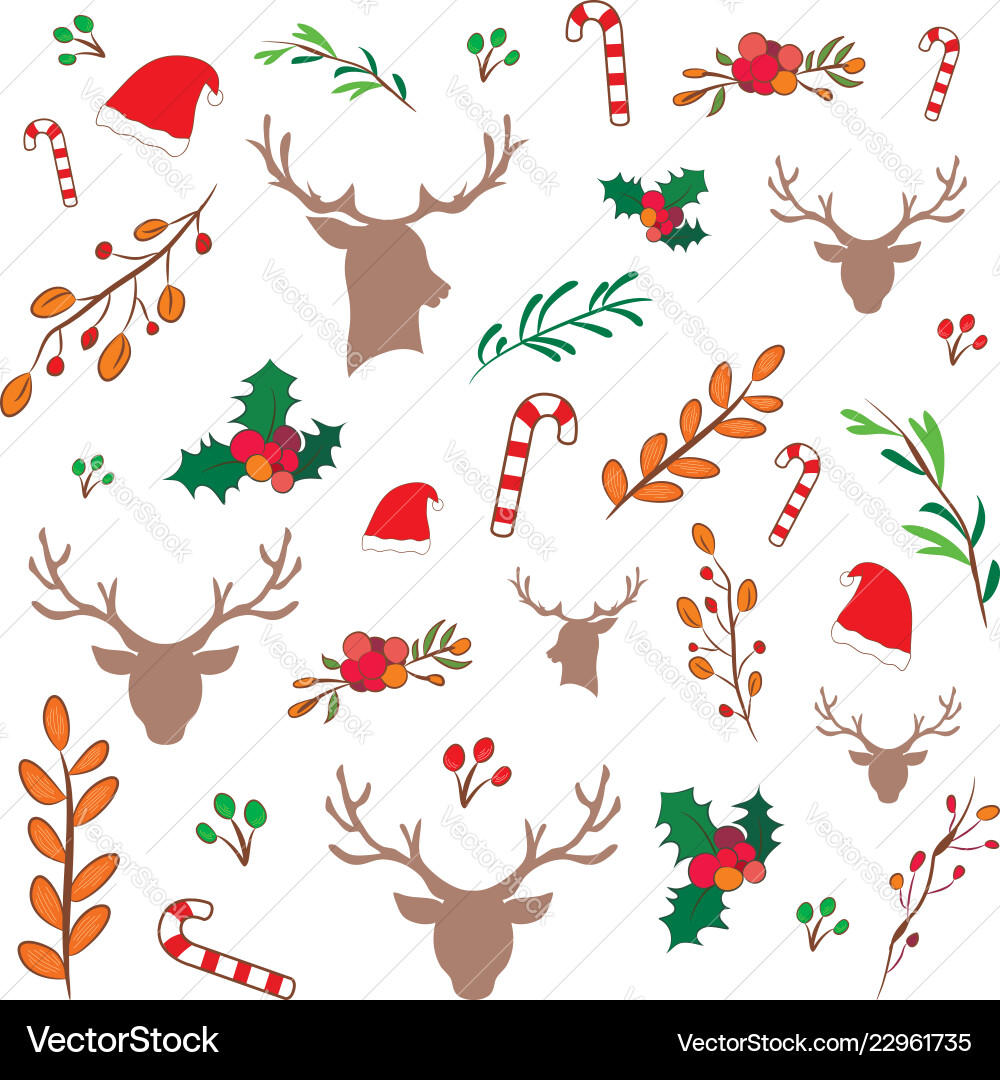 Christmas Reindeer Seamless Pattern Vector Image