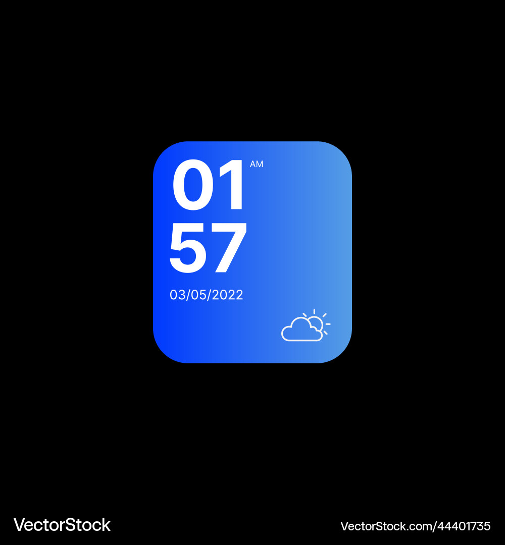 Clock with weather forecast widget ui concept Clock with weather forecast widget ui concept Vector Image