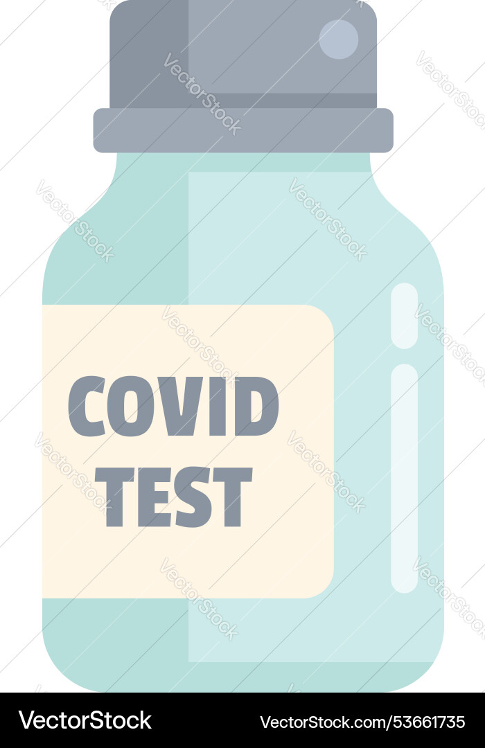 Covid 19 test in a transparent jar with label Covid 19 test in a transparent jar with label Vector Image