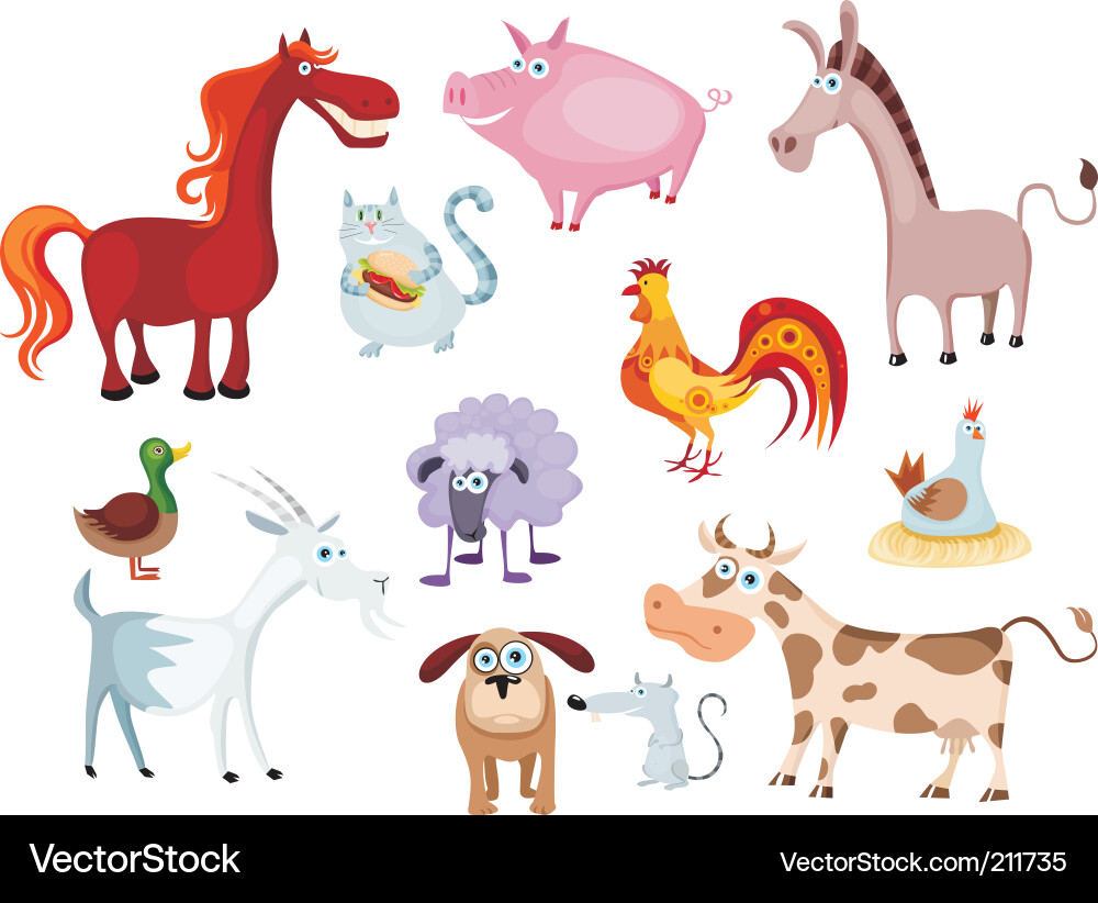 Cute Farm Animals vector image