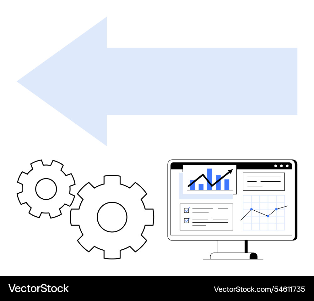 Data analysis on computer with graphs and charts Data analysis on computer with graphs and charts vector image