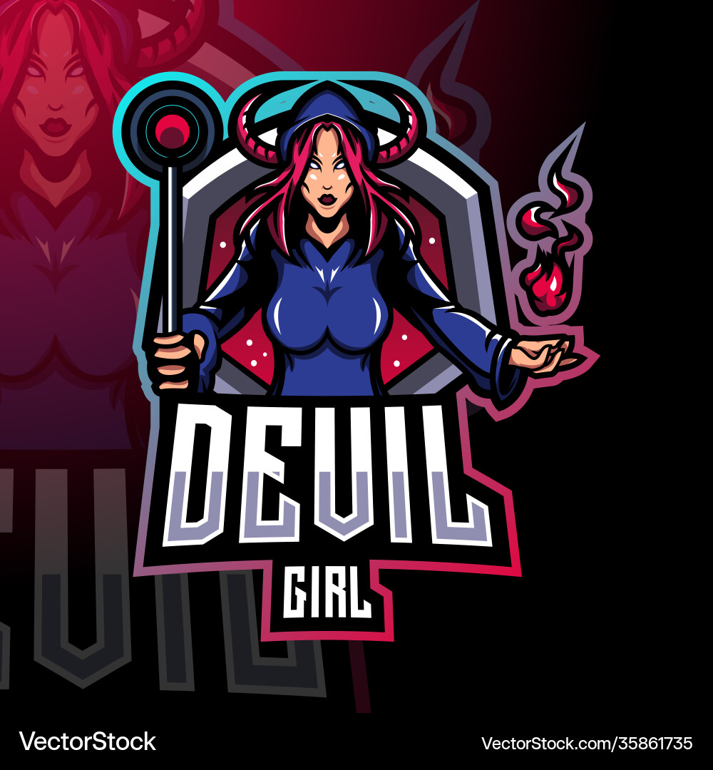 Devil girl esport mascot logo design Devil girl esport mascot logo design Vector Image