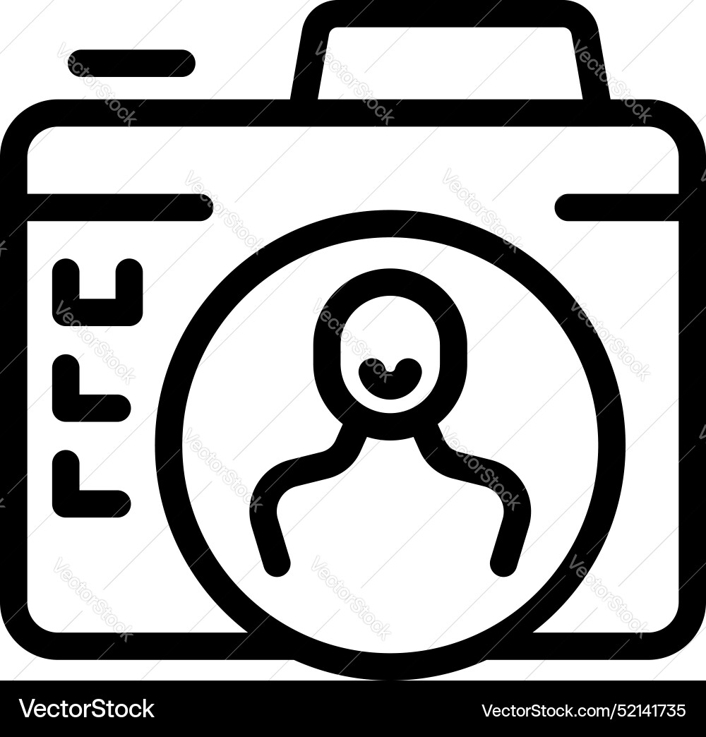 Digital camera displaying user profile with facial vector image