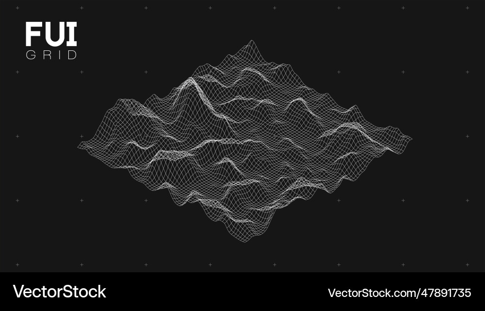 Fui gui 3d landscape scan grid abstract Fui gui 3d landscape scan grid abstract vector image
