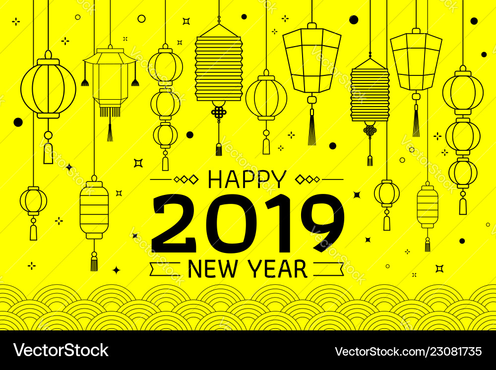 Happy chinese new year 2019 yellow background Happy chinese new year 2019 yellow background vector image